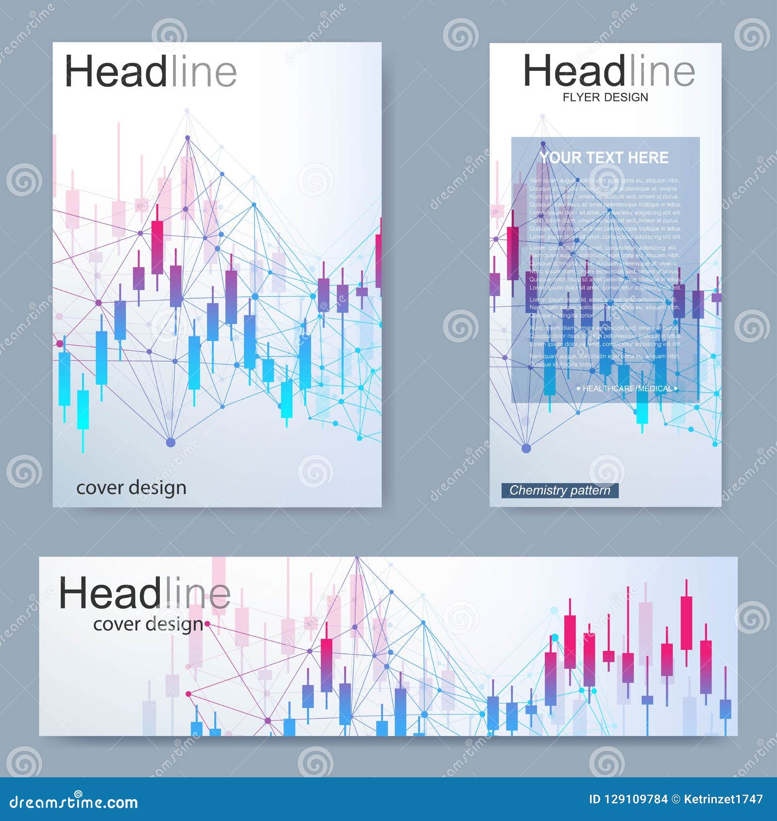 Set Flyer Brochure Size A4 Template Banner Stock Market Or Forex - 